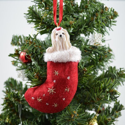 Maltese Stocking Christmas Ornament