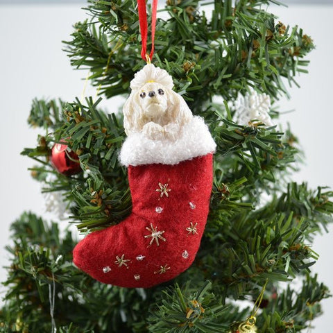 Poodle (White) Stocking Christmas Ornament