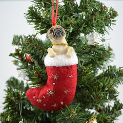 Pug Stocking Christmas Ornament