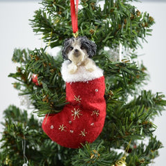 Shih Tzu (Black & White Puppy) Stocking Christmas Ornament