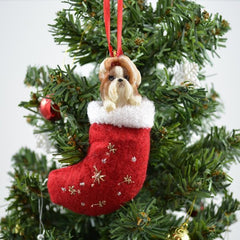 Shih Tzu (Tan and White) Stocking Christmas Ornament