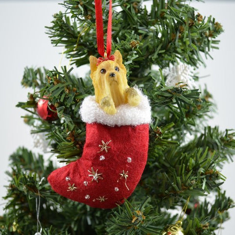 Yorkshire Terrier Stocking Christmas Ornament