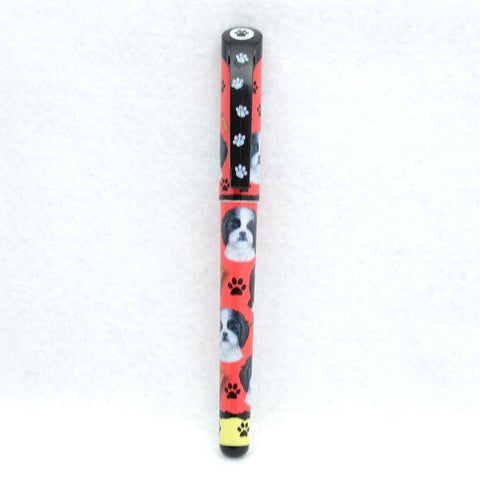 Shih Tzu (Black and White Puppy Cut) Refillable Gel Pen