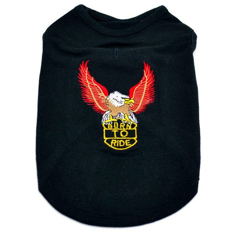 Born to Ride Embroidered Motorcycle Dog T-Shirt