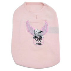 Pink Born to Ride Embroidered Motorcycle Dog T-Shirt